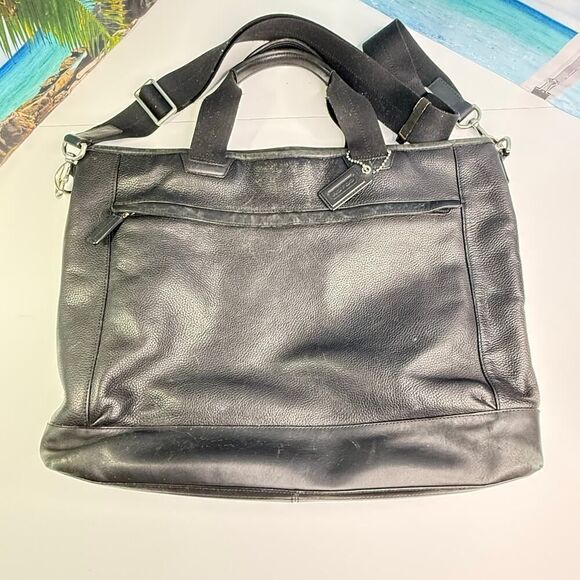 Coach F70926 Bleecker Legacy Black Pebbled Leather Slim Brief Bag w Strap Unisex - Picture 4 of 12